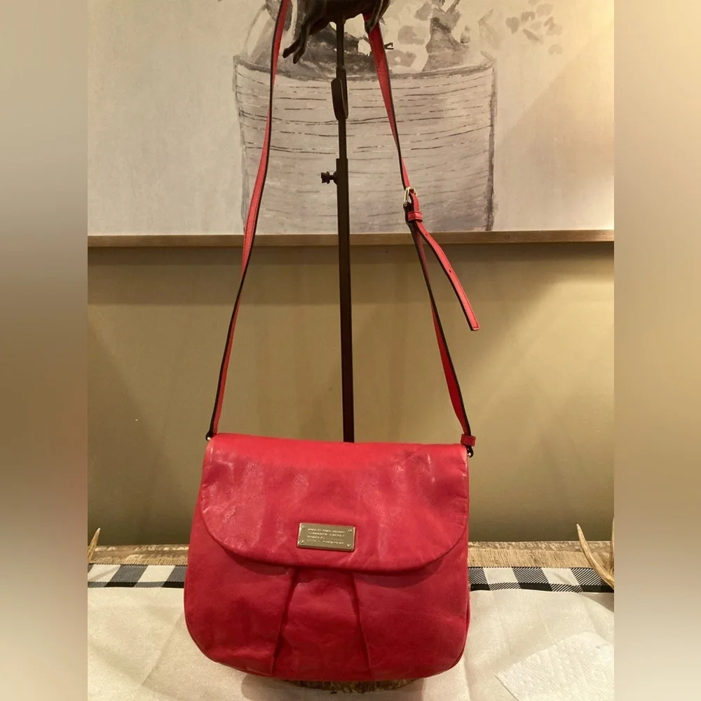 Marc Jacobs Leather MARChive‎ Crossbody Front Flap Bag $398 Shoulder Purse Pink
